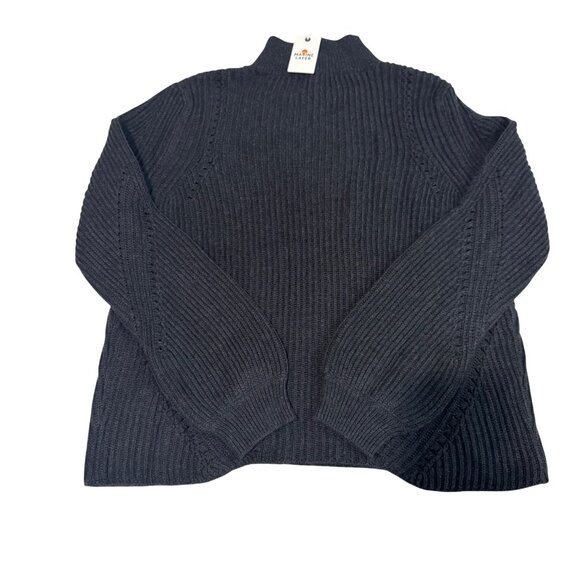 Marine Layer Erin Turtleneck women Sweater Black color Ribbed Knit XL New - Picture 4 of 11